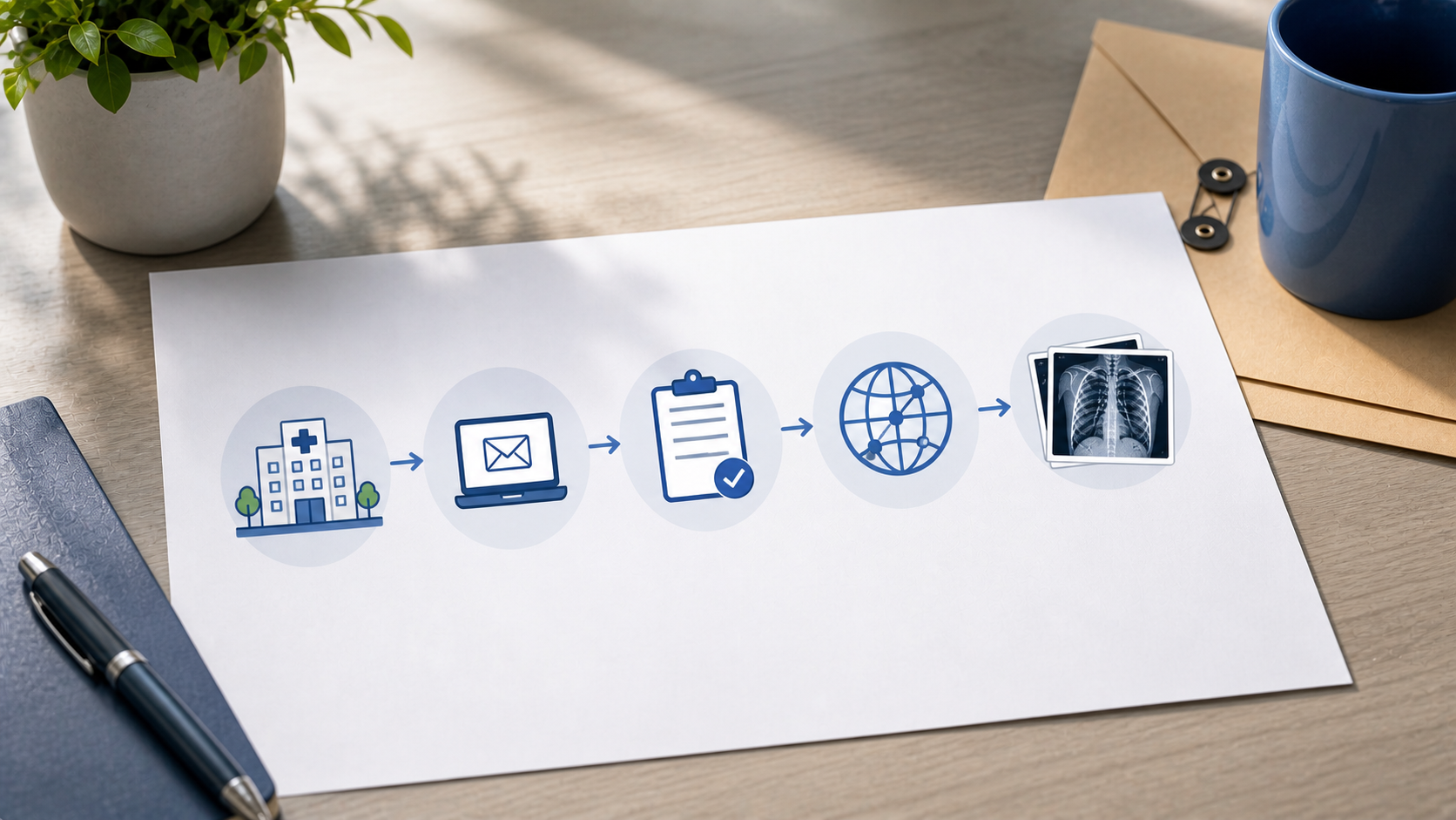 Step-by-step process for requesting scan images from a hospital